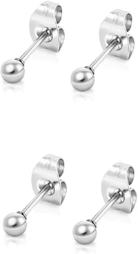 DTPsilver 925 ezüst kerek fülbevaló szett 2 pár 3mm golyó fülbevaló 1