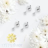 DTPsilver 925 ezüst kerek fülbevaló szett 2 pár 3mm golyó fülbevaló 4