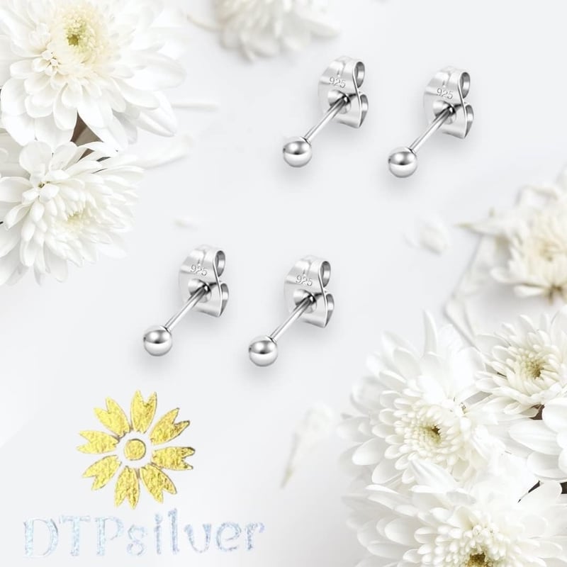 DTPsilver 925 ezüst kerek fülbevaló szett 2 pár 3mm golyó fülbevaló
