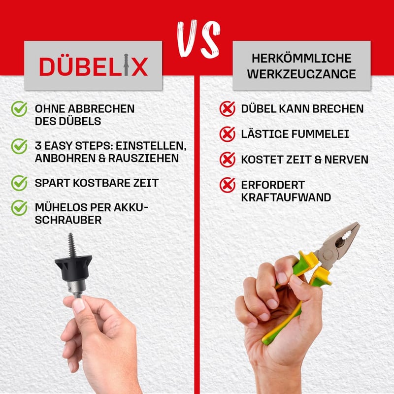 Dübelix Dübelkivonó Adapter Fúrócsavarberendezéshez - Sérülésmentes Falhoz - High Speed Steel Cobalt Steel