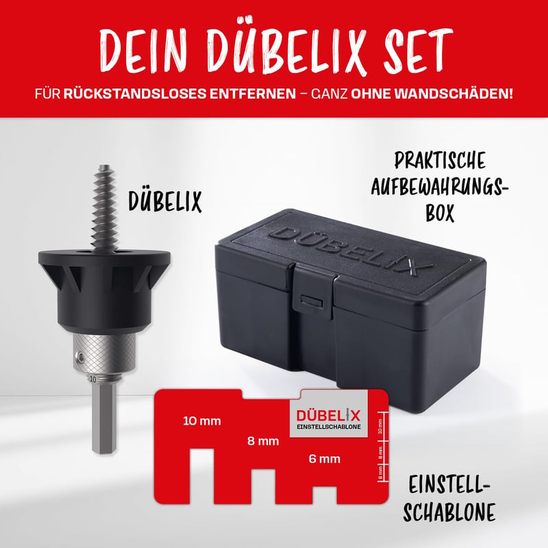 Dübelix Dübelkivonó Adapter Fúrócsavarberendezéshez - Sérülésmentes Falhoz - High Speed Steel Cobalt Steel