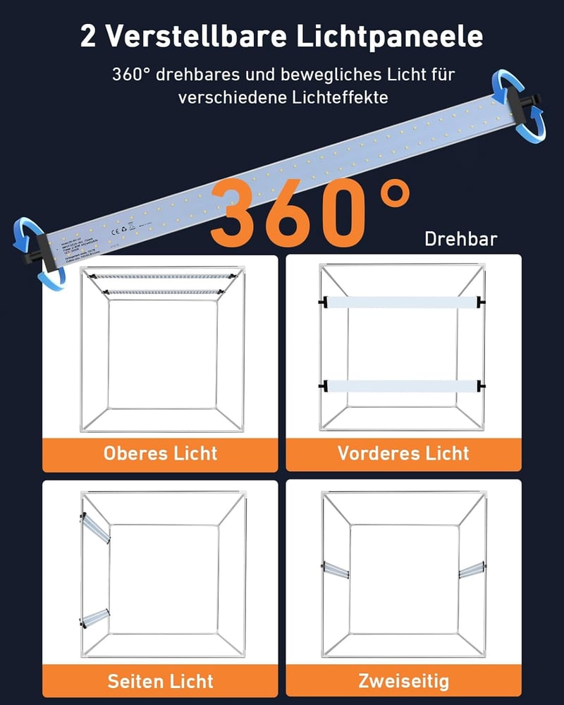 DUCLUS 60 cm Professzionális Fotódoboz LED Világítással, 6 Háttérrel