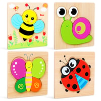 DUDUFLY Montessori drevené puzzle pre deti od 1 do 3 rokov, 44-dielna vzdelávacia drevená hračka pre chlapcov a dievčatá, darček k narodeninám pre deti od 12 do 36 mesiacov 2