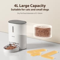 DUDUPET Automata Macska Etető 4L - Időzíthető Adagoló Rozsdamentes Acél Tállal, 10mp Hangfelvétellel, Napi 6 Étkezéshez, Beltéri Használatra 3