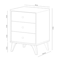 Noptieră Duehome Iconic cu 3 sertare, finisaj alb (Blanco Artik), dimensiuni 40 x 33,5 x 56 cm 2