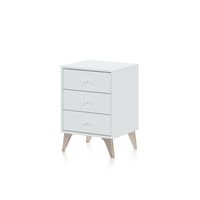Noptieră Duehome Iconic cu 3 sertare, finisaj alb (Blanco Artik), dimensiuni 40 x 33,5 x 56 cm 3