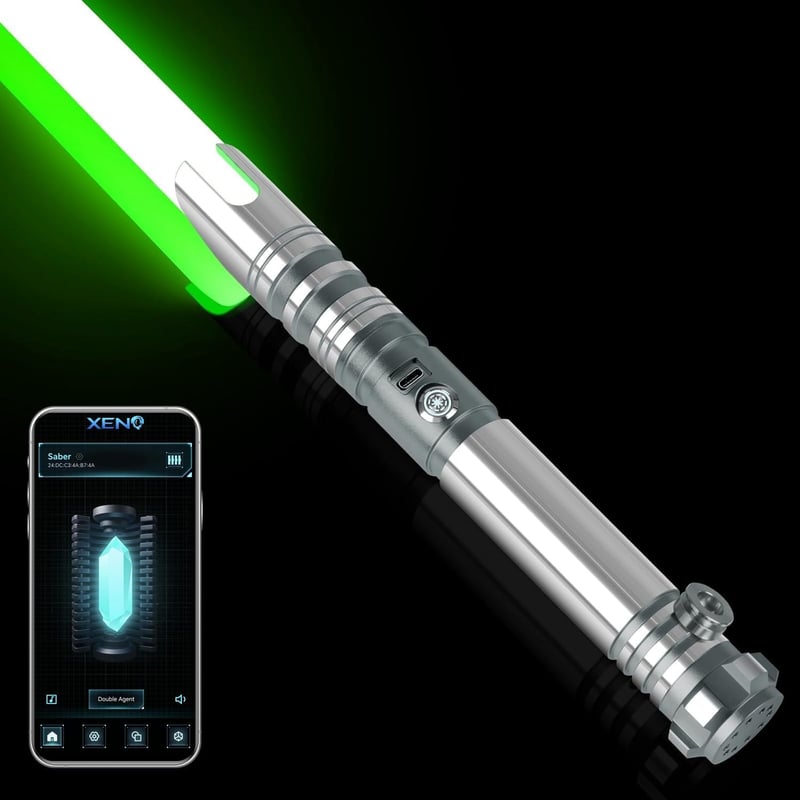 Duel Lightsabers Fénykard 16 Színnel - Fém Markolat, Mozgásérzékelő, 16 Hangeffekt, USB Töltés, 41 Hüvelykes Teljes Méret, Szürke