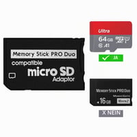 Adaptér na pamäťovú kartu DUEQID pre konzoly PSP 1000/2000/3000 – prevodník z Micro SD karty na formát Memory Stick PRO Duo MagicGate, pre fotoaparáty a kamery Handycam 3