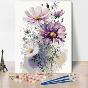 Set de pictură pe numere DUHALO pentru adulți – Flori abstracte, 30x40 cm, fără ramă, cu pensule, vopsea acrilică, creație DIY pe pânză