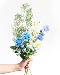 DuHouse 10 db Selyem Rózsa Mesterséges Virág 54 cm Égkék Dekoráció Esküvő 6