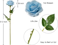 DuHouse 10 db Selyem Rózsa Mesterséges Virág 54 cm Égkék Dekoráció Esküvő 5