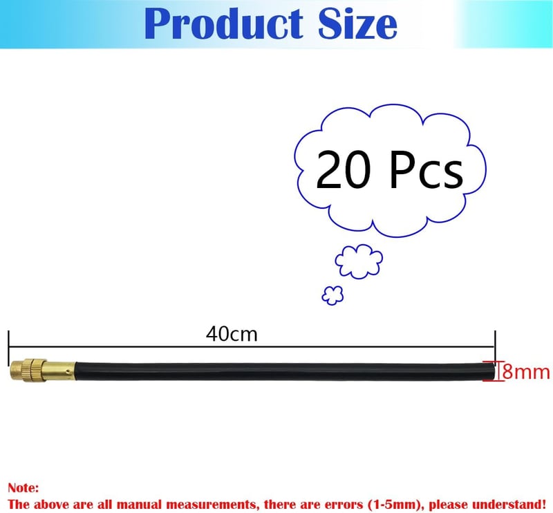 Dujelixa Sárgaréz Párásító Fúvóka 40cm - Állítható Öntözőrendszer 8mm Csatlakozással, Univerzális Kerti Locsoló Szett (20 db)