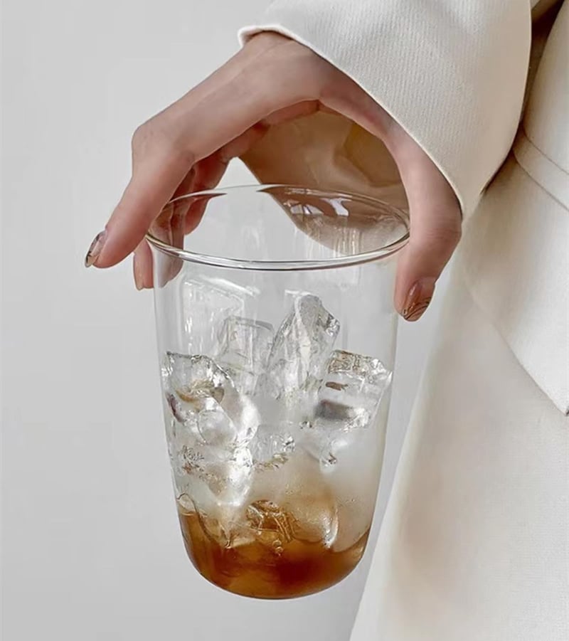 DUJIAOSHOU set 2 căni de sticlă pentru cafea 460ml, pahar pentru latte sau cappuccino