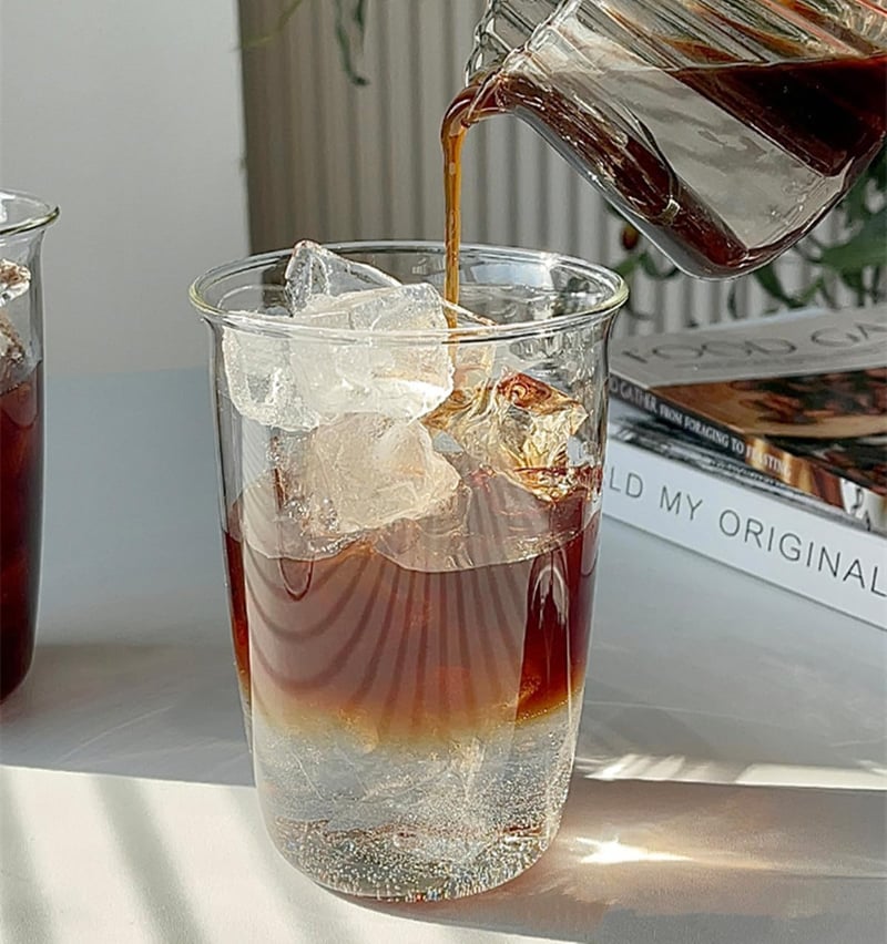 DUJIAOSHOU set 2 căni de sticlă pentru cafea 460ml, pahar pentru latte sau cappuccino