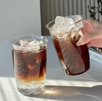 DUJIAOSHOU set 2 căni de sticlă pentru cafea 460ml, pahar pentru latte sau cappuccino 3