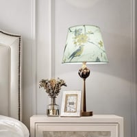 Abajur Cilindric DULEE cu Dulie E27/E14 pentru Lampă de Masă și Lampadar, Material Textil cu Model cu Păsări 4