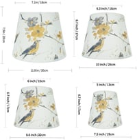 Abajur Cilindric DULEE cu Dulie E27/E14 pentru Lampă de Masă și Lampadar, Material Textil cu Model cu Păsări 5