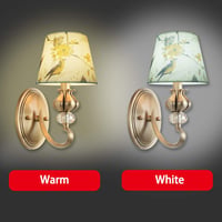 Abajur Cilindric DULEE cu Dulie E27/E14 pentru Lampă de Masă și Lampadar, Material Textil cu Model cu Păsări 2