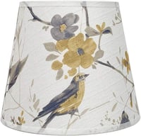 Abajur Cilindric DULEE cu Dulie E27/E14 pentru Lampă de Masă și Lampadar, Material Textil cu Model cu Păsări 1