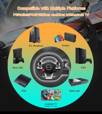 DuLingKer 270 fokos fekete gaming kormány pedállal és váltóval, kormánykerék rezgés visszajelzéssel PC PS4 Switch PS3 Xbox One Xbox 360 Andr 2