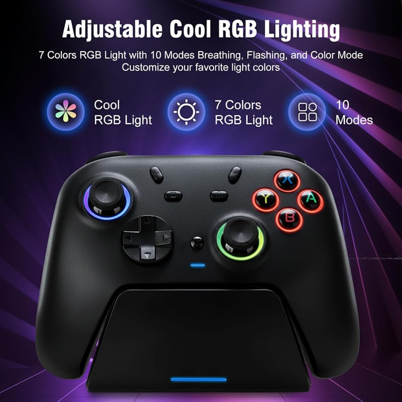 DuLingKer Wireless Controller Switch/PC-hez Hall Effect Triggerrel, RGB Világítás, Töltőállomás