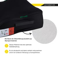 Dunlop ECE R129 detský podsedák do auta, čierny, ergonomická detská sedačka od 3 rokov, prateľný poťah, 135–150 cm 5