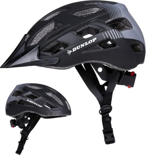 Dunlop biciklistička kaciga s LED svjetlom, 3 načina rada - crna - L (58-61 cm)