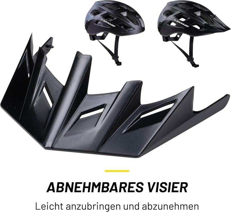 Dunlop kerékpáros sisak LED világítással - férfi és női - 3 fénymód - fekete