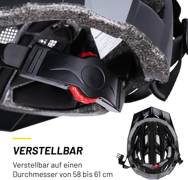 Dunlop kerékpáros sisak LED világítással - férfi és női - 3 fénymód - fekete