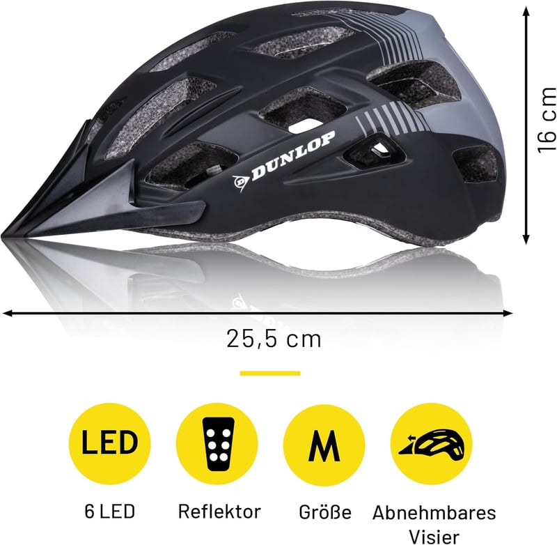 Dunlop kerékpáros sisak LED világítással férfiaknak és nőknek - M
