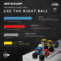 Dunlop Sports Progress Squash Labda - 3 db-os Csomag - Fekete/Piros Pontos - Kezdőknek és Haladóknak 3