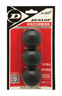 Dunlop Sports Progress Squash Labda - 3 db-os Csomag - Fekete/Piros Pontos - Kezdőknek és Haladóknak 1