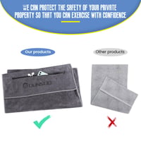 Prosop de fitness Dunsoo 120x50 cm, prosop sport din microfibră cu buzunare cu fermoar pentru sală, gri închis 5