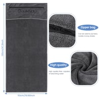 Prosop de fitness Dunsoo 120x50 cm, prosop sport din microfibră cu buzunare cu fermoar pentru sală, gri închis 4