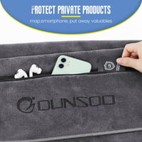 Prosop de fitness Dunsoo 120x50 cm, prosop sport din microfibră cu buzunare cu fermoar pentru sală, gri închis 3