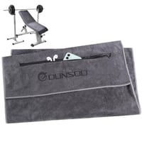 Prosop de fitness Dunsoo 120x50 cm, prosop sport din microfibră cu buzunare cu fermoar pentru sală, gri închis 1