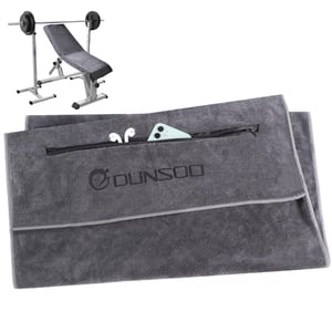Dunsoo fitness uterák 120x50 cm, mikrovláknový športový uterák so zipsom, do posilňovne, tmavosivý