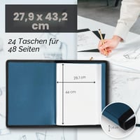 Portofoliu de Artă Dunwell cu Copertă Neagră, 24 de Buzunare din Plastic, 48 de Pagini, Fără Acid, 27,9 x 43,2 cm, Albastru 2