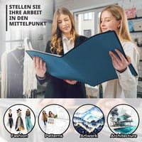 Portofoliu de Artă Dunwell cu Copertă Neagră, 24 de Buzunare din Plastic, 48 de Pagini, Fără Acid, 27,9 x 43,2 cm, Albastru 4