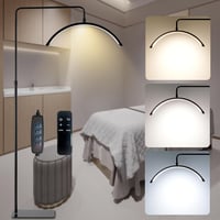 Duowelly 48W LED Állólámpa Távirányítóval - Félhold Alakú Alumínium Szempilla Lámpa Kozmetikusoknak, Szépségápoláshoz, Tetováláshoz - Fekete 1