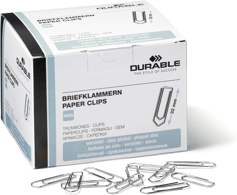Durable 121125 Pozinkované kancelárske spinky 32 mm so špicatým koncom, balenie 1000 ks