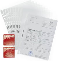Durable 267619 prémiové zakladacie obaly A4, 0,08 mm, extra pevné, priehľadné, balenie 100 ks, do šanónov a zakladačov 3