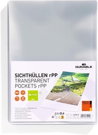 Folii transparente pentru documente Durable A4, 100 buc, mape din plastic transparent perforate, 247819 1