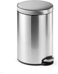 Coș de gunoi durabil din oțel inoxidabil cu pedală, 12 L, cu sistem de închidere lentă și găleată interioară detașabilă, rotund, 1 buc. 1