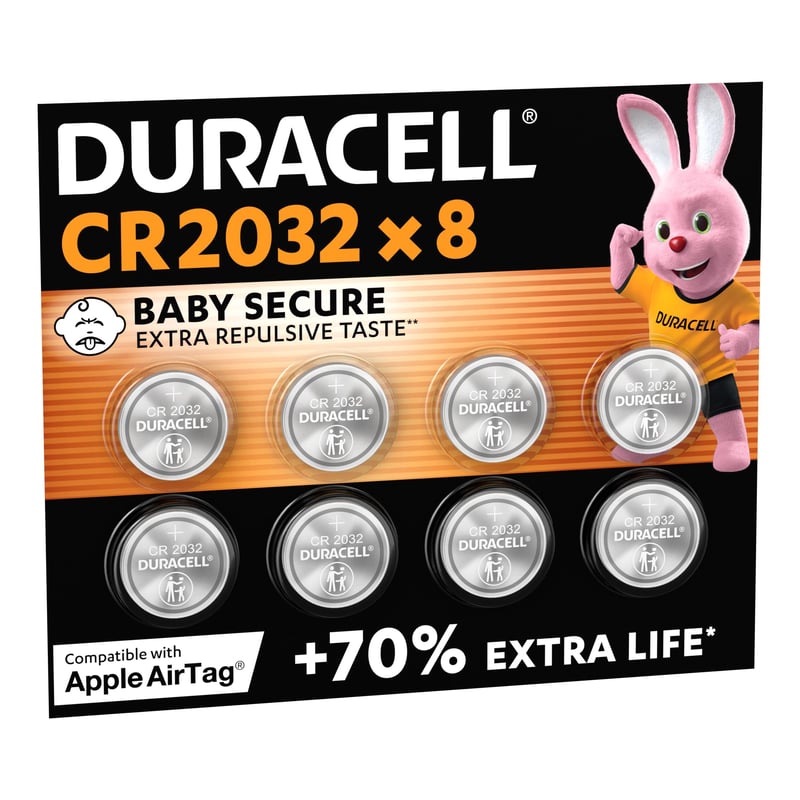 Lítiová gombíková batéria Duracell CR2032 3V – balenie 8 ks – pre autokľúče, váhy, fitnes zariadenia a zdravotnícke prístroje