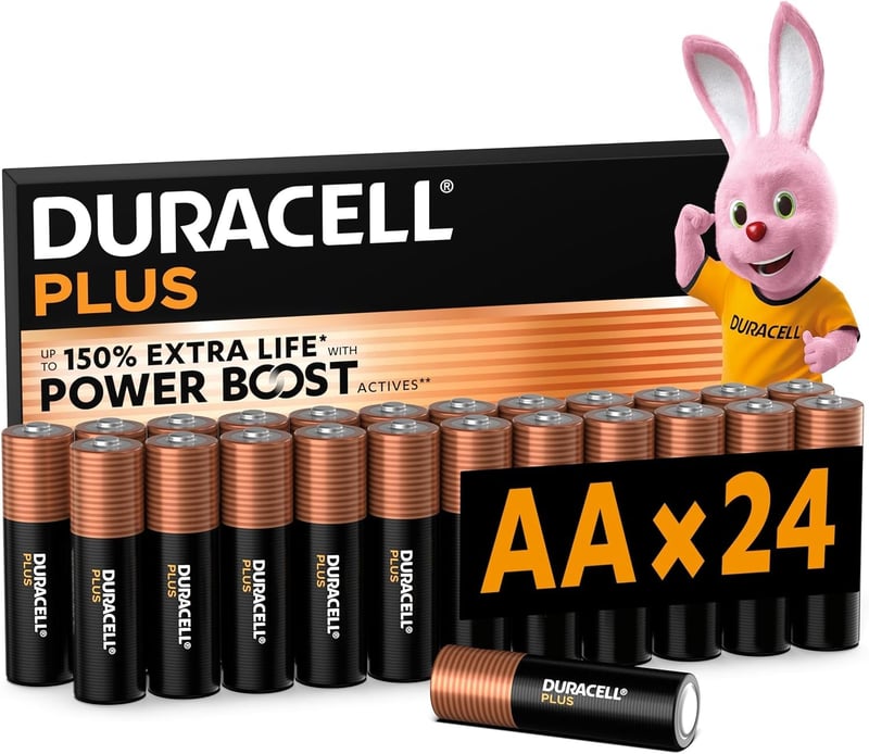 Alkalické batérie Duracell Plus AA LR6 1,5 V – balenie 24 ks, s technológiou POWER BOOST, pre herné ovládače a digitálne fotoaparáty