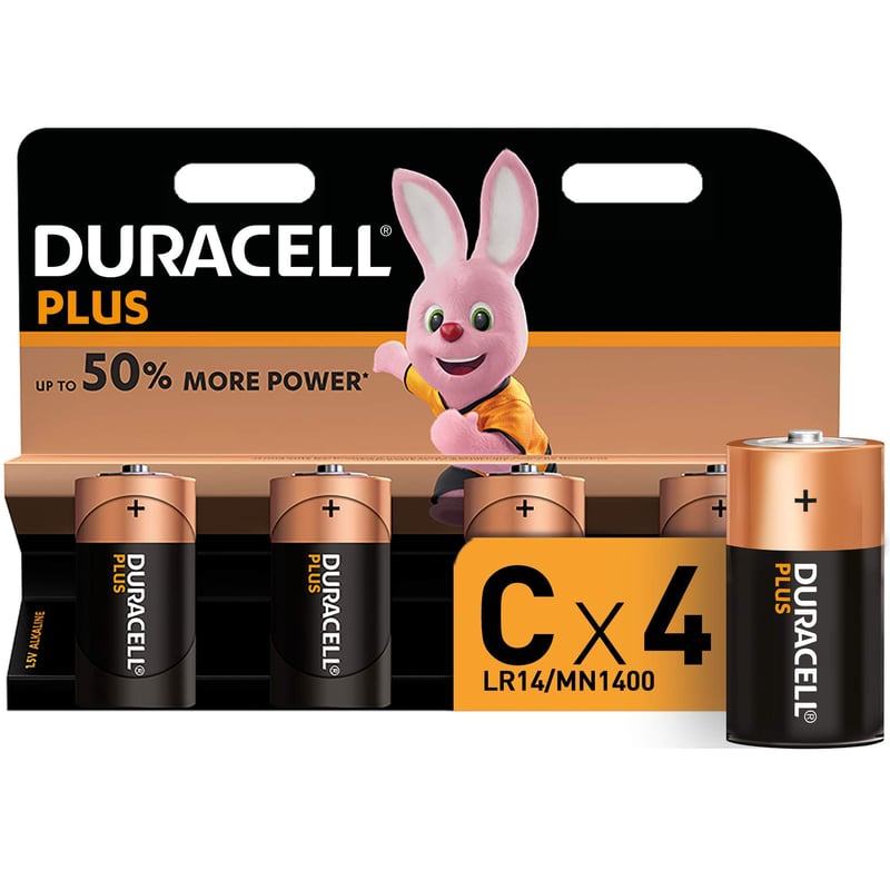 Alkalická batéria Duracell Plus C Baby LR14 - 4 ks, 1,5V