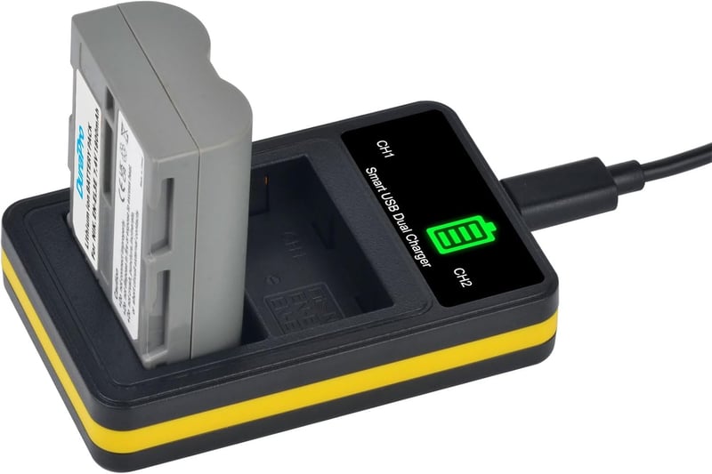 DuraPro 2x EN-EL3e Akkumulátor + LED Dupla USB Töltő Type-C Porttal Nikon D50 D70 D80 D90 D100 D200 D300 D700 Fényképezőgépekhez