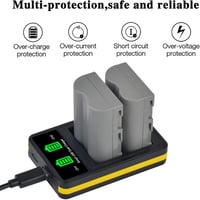 DuraPro 2x EN-EL3e Akkumulátor + LED Dupla USB Töltő Type-C Porttal Nikon D50 D70 D80 D90 D100 D200 D300 D700 Fényképezőgépekhez 4