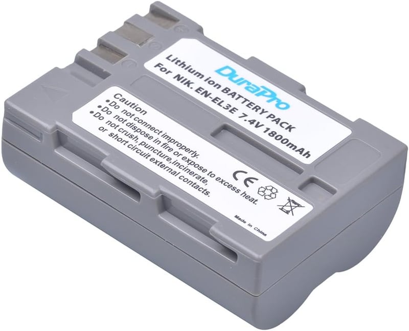 DuraPro 2x EN-EL3e Akkumulátor + LED Dupla USB Töltő Type-C Porttal Nikon D50 D70 D80 D90 D100 D200 D300 D700 Fényképezőgépekhez